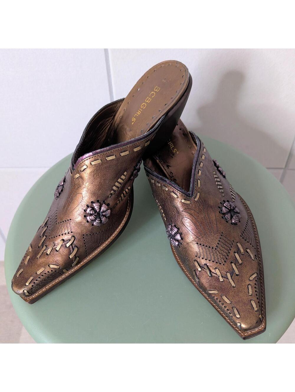BCBGirls western metallic bronze leather mule booties - Picture 3 of 8